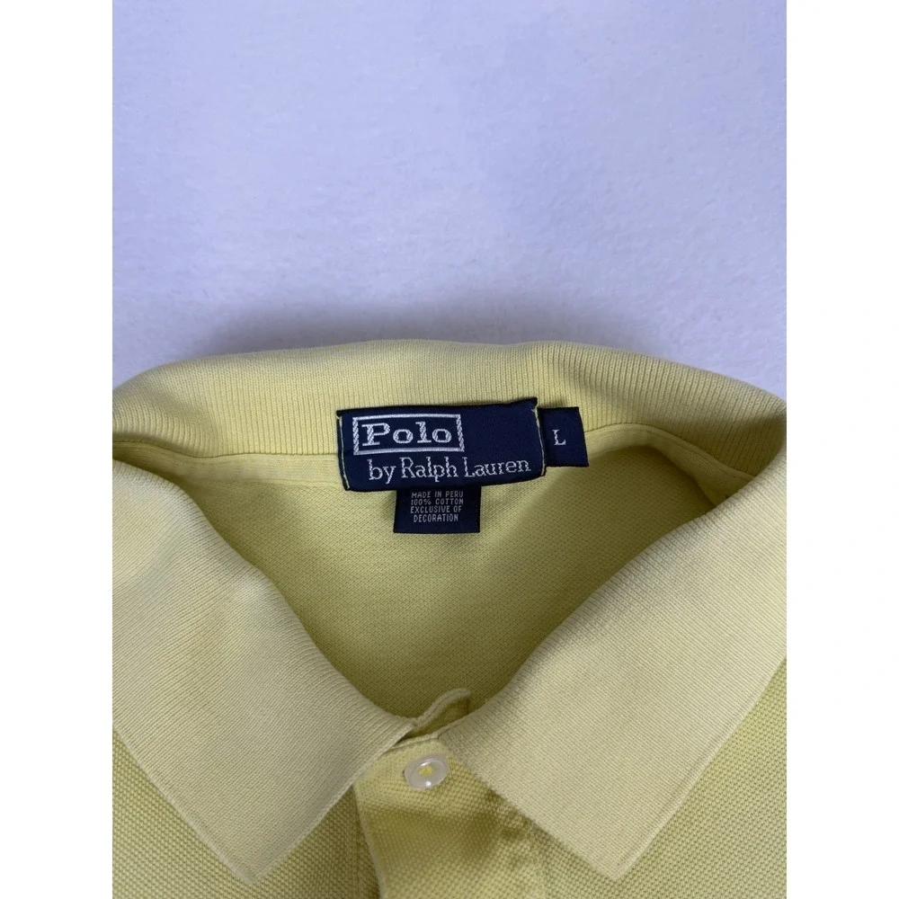 Polo Ralph Lauren Light Yellow Men's Large Short‎ Sleeve Embroidered Golf 0040